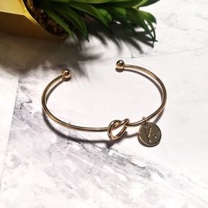 Gold Love Knot Open Band K Charm Bangle Bracelet